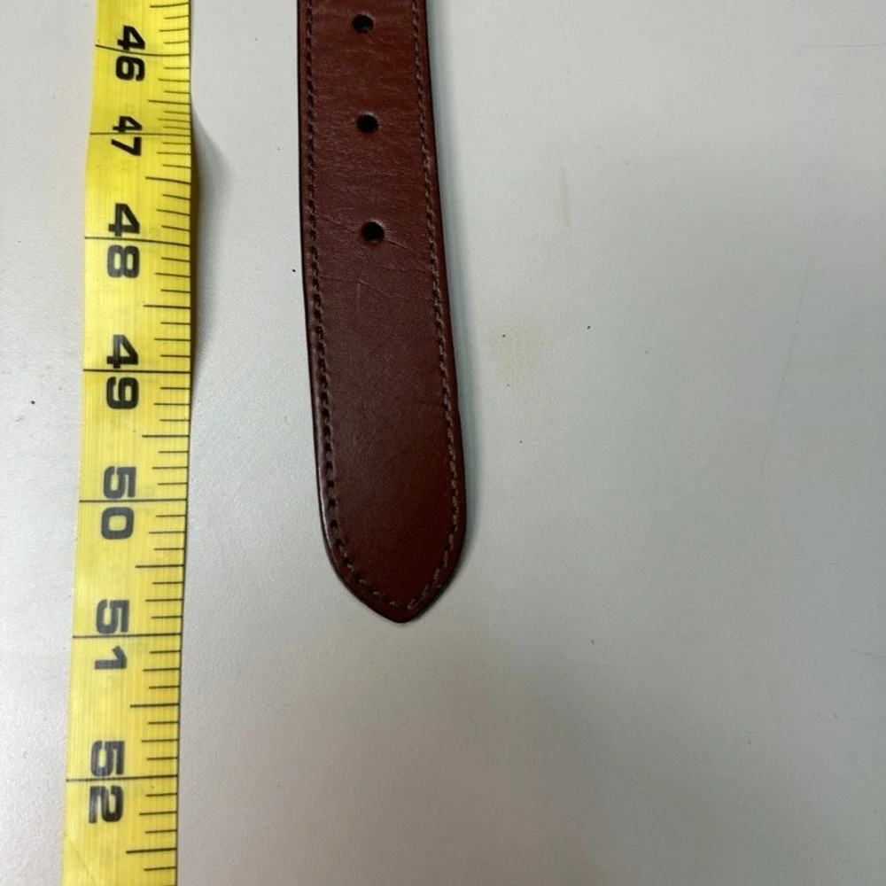 Tommy Bahama Mens XL 42-44 Blue Canvas Brown Leather Web Belt Marlin Logo